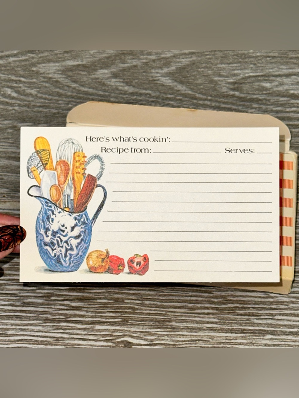 Vintage Current Inc Hereโs Whatโs Cookinโ Recipe Cards 54 Count Gingham Box